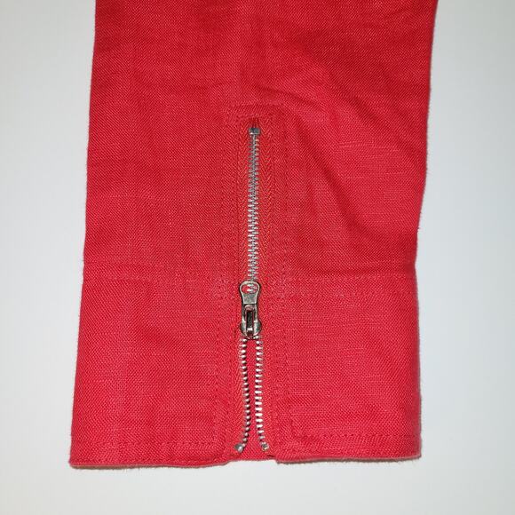 Multiples 100% Linen Moto Jacket Size S Red Statement Street Style Transitional - Picture 5 of 9